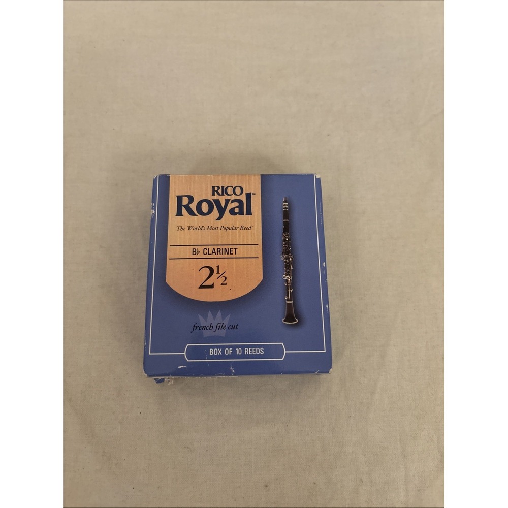 Rico Royal Bb Clarinet Reeds 9 Count Strength 2.5 French File Cut RBB1025
